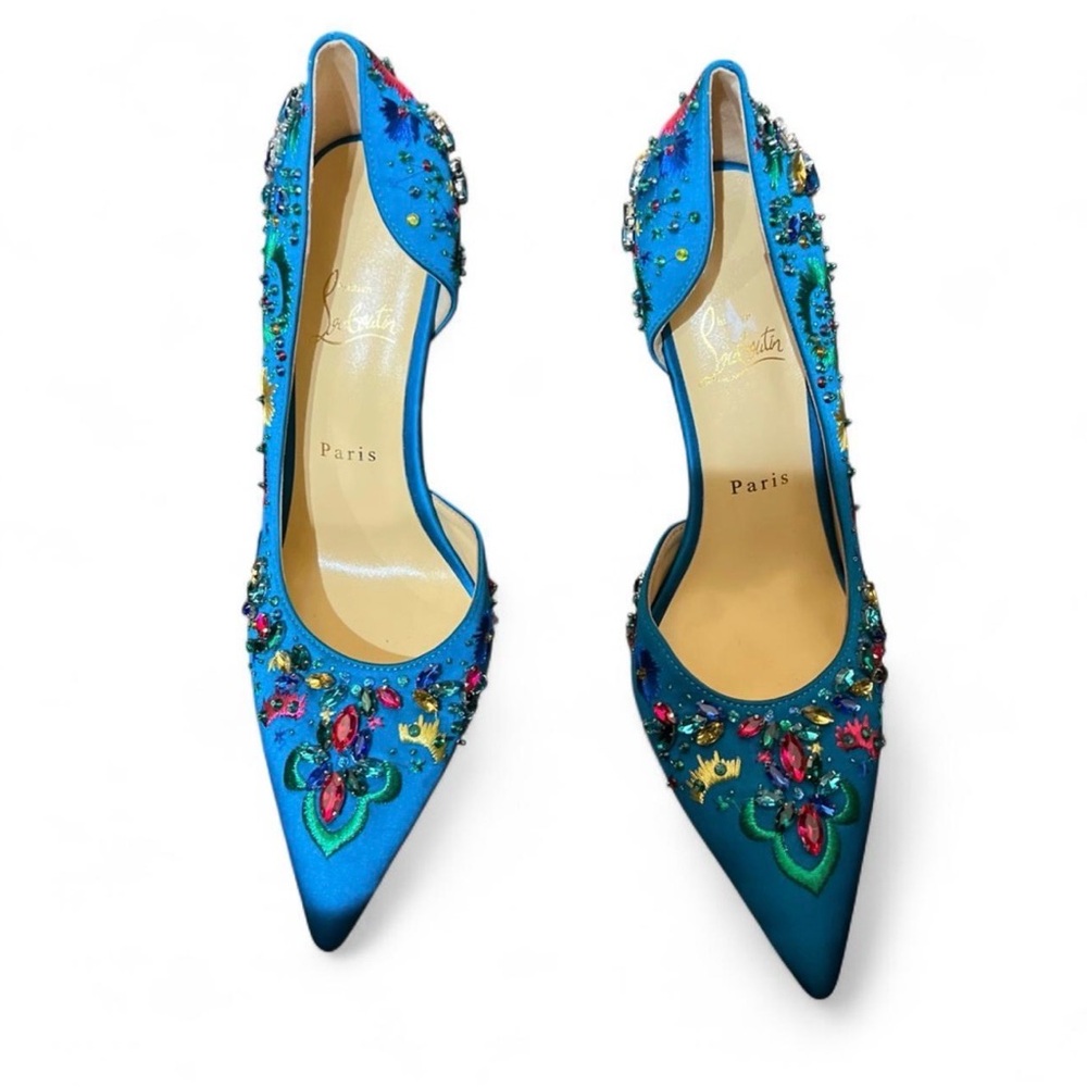 New W/out Tags Christian Louboutin Artifice Blue Size 40 US 10 *MISSING STONES*